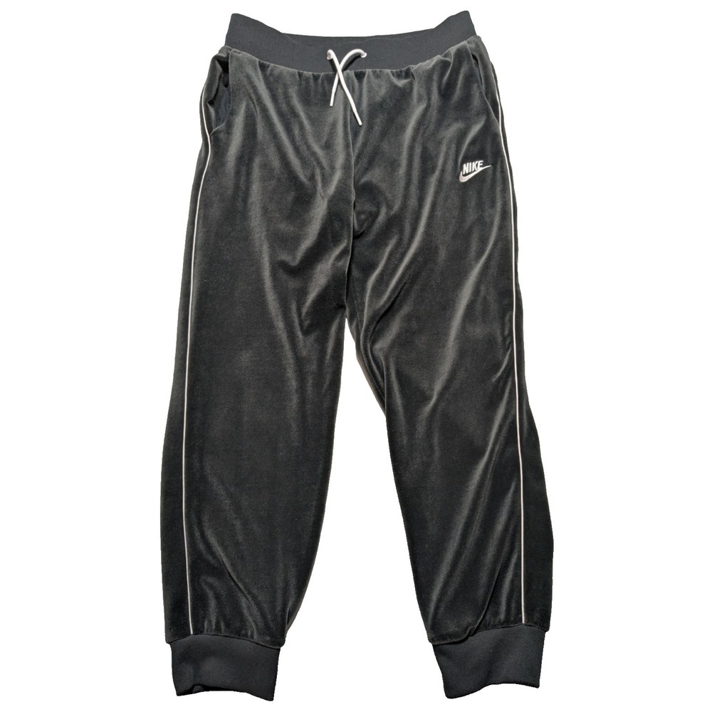 NIKE Black Velour White Trim‎ Jogger Pants - Women Medium CJ4914 EUC